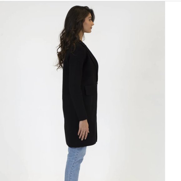 LYLA + LUXE FITTED KNIT COAT (Small, Black) - Picture 7 of 8
